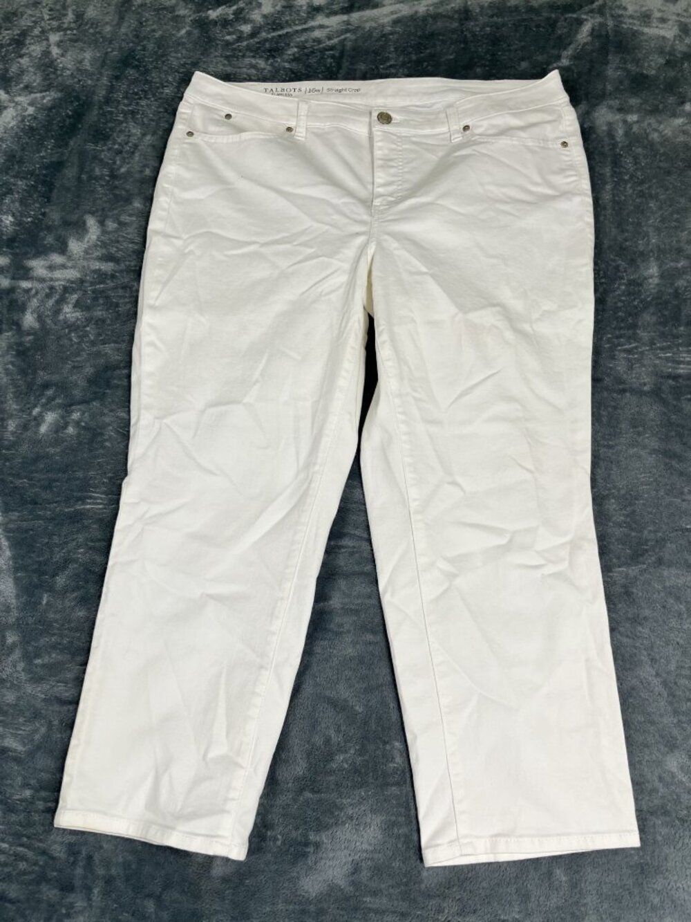 Talbots Flawless Womens White Straight Crop Pants 16W Inseam 24